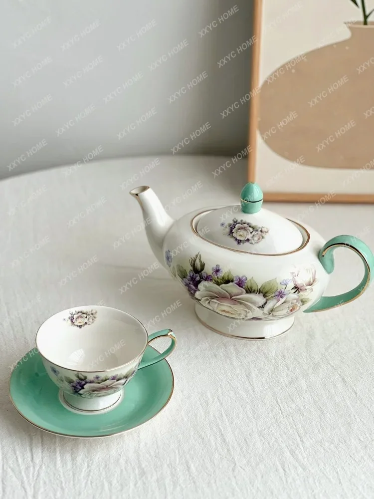 Unique Color Unique Design Fresh Mint Green Oval Flower Pot Cup and Saucer Set