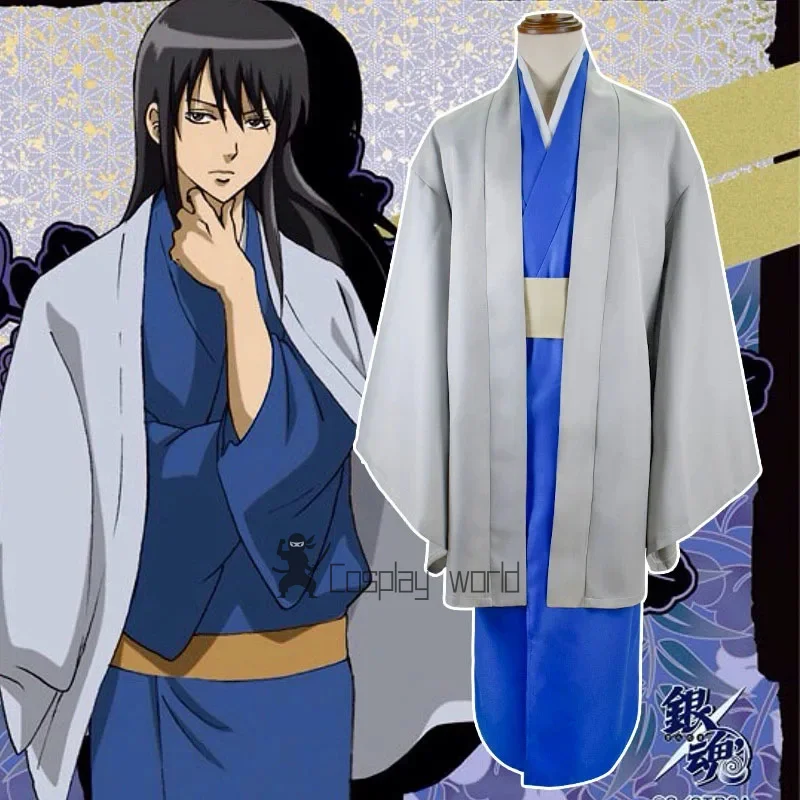 

Gintama Katsura Kotarou Косплей Костюм Вечеринка Кимоно для Хэллоуина Карнавальные наряды Аниме Gintama Плащ Набор