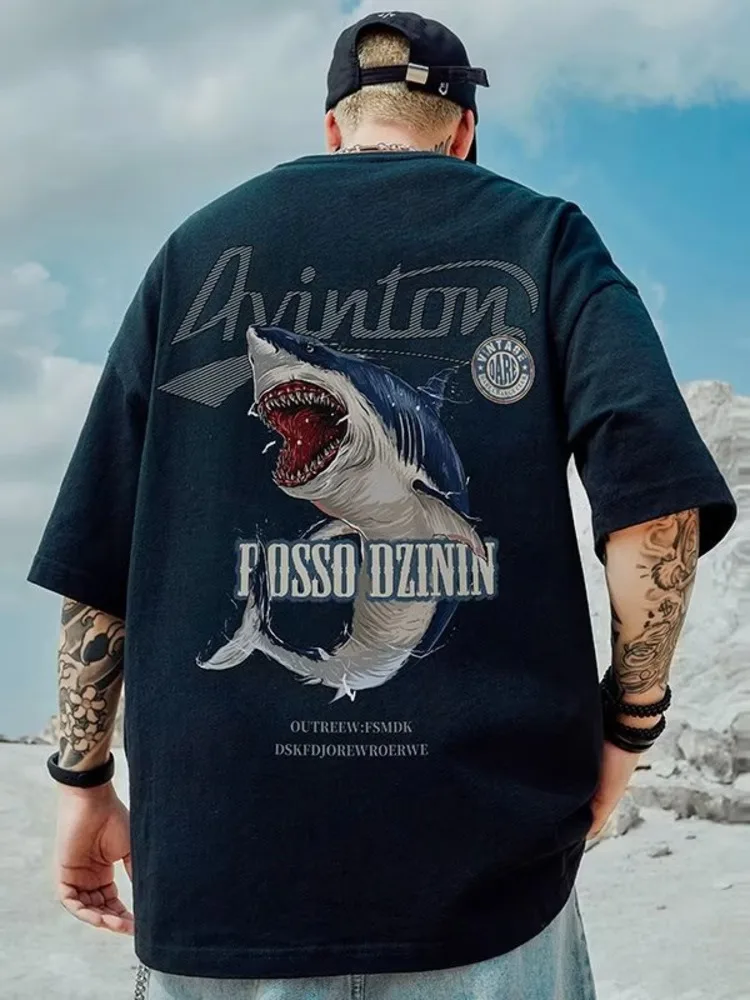 Zomer Nieuw Casual Losse T-Shirt Met Korte Mouwen Herenmode Met Losse Print Groot 8xl Hiphop Paar Dragen Katoenen Top Met Halve Mouwen