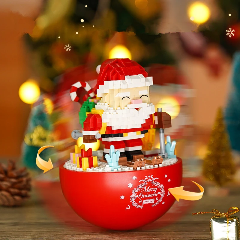 لتقوم بها بنفسك أضواء مرآة صندوق الوجه إِلْكَة عيد الميلاد الغزلان سانتا كلوز العمارة شجرة عيد الميلاد سنو هاوس اللبنات عدة لعبة #5