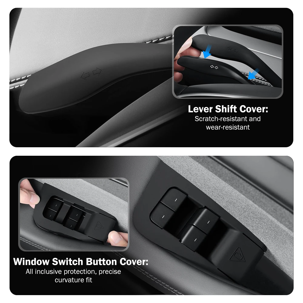 Heenvn 8Pcs Car Wireless Charging Silicone Pad For TESLA Model Y Launch 2025 2026 Cup Holder Steering Wheel Lever Shift Cover view 4