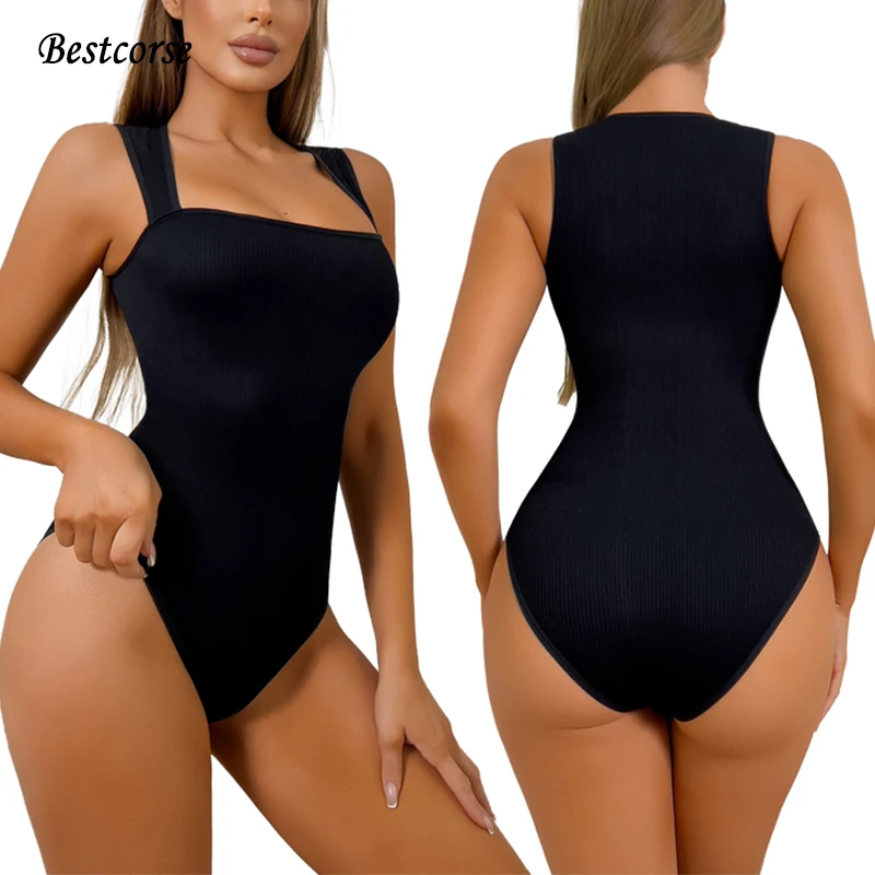 

White Brown Seamless Body Shaper Bodysuit Thong Slim Waist Tummy Control Shapewear Bodysuit Woman Snap Button Crotch Body Shape