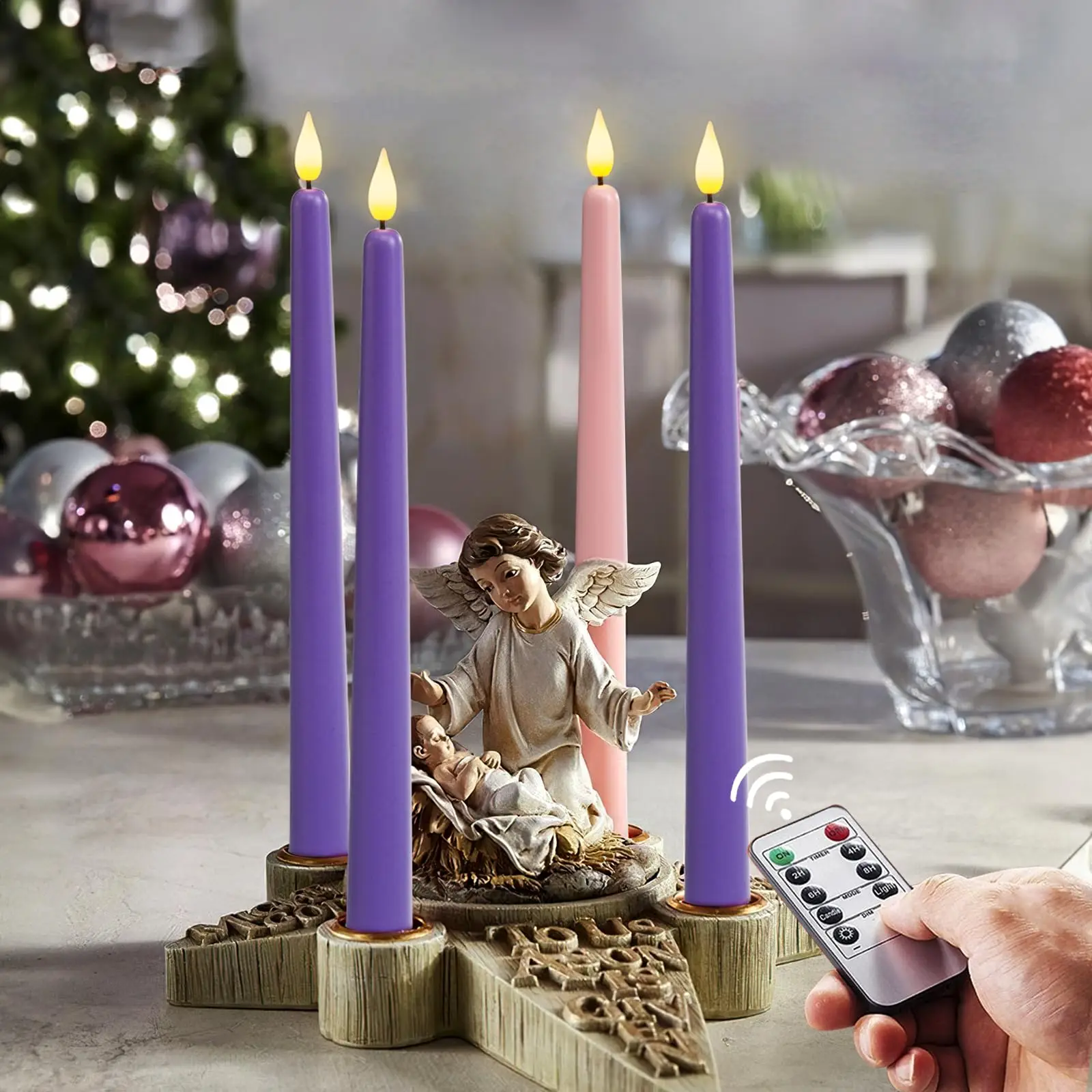 4-72 szt. Bezpłomieniowe świece adwentowe LED Świece stożkowe z pilotem na Boże Narodzenie Advent Rituals Casting Chimes Spells