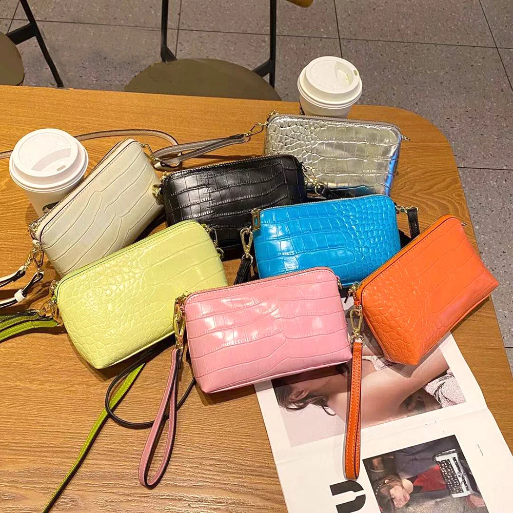 Crocodile Pattern Women Clutch Bag Luxury Genuine Leather Zip Pouch Crossbody Bag New Small Female Wristlet Phone Purse Handbag