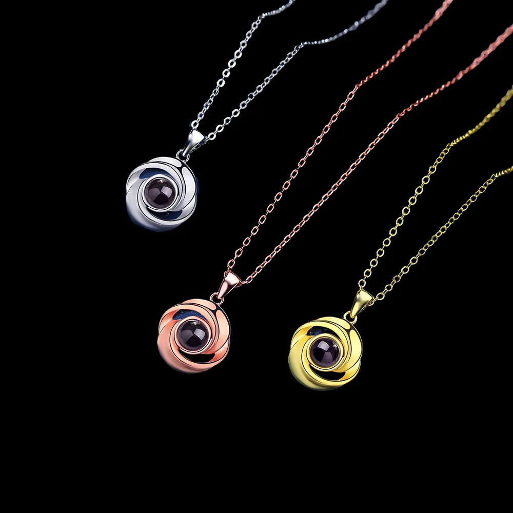 Personalized Photo Projection Nekclace with Custom Photo Rose Flower Shaped photo Projection Pendant Necklace Memorial Gift 2025 - Image 2