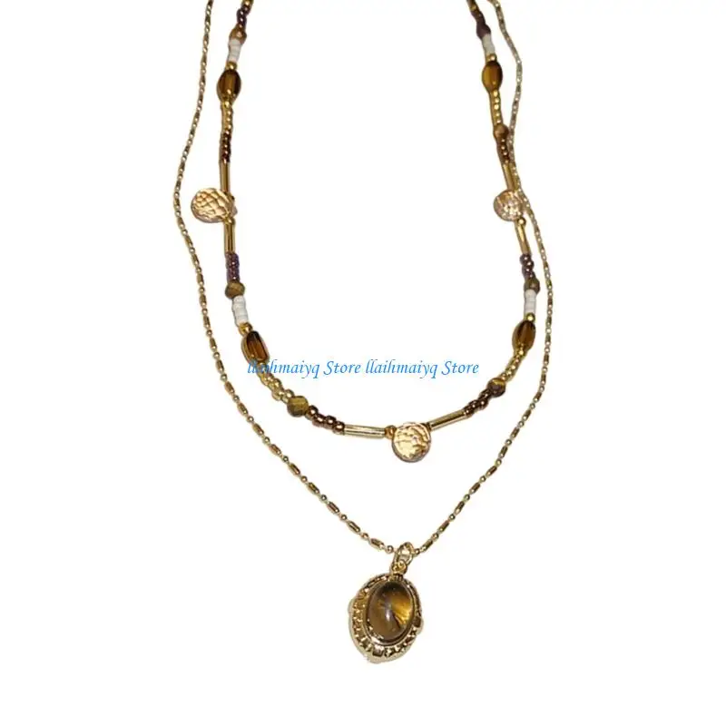 

573B Sun Pendant Necklace with Natural Stone Accent And Steel Chain Fashion Jewelry For Everyday Wear