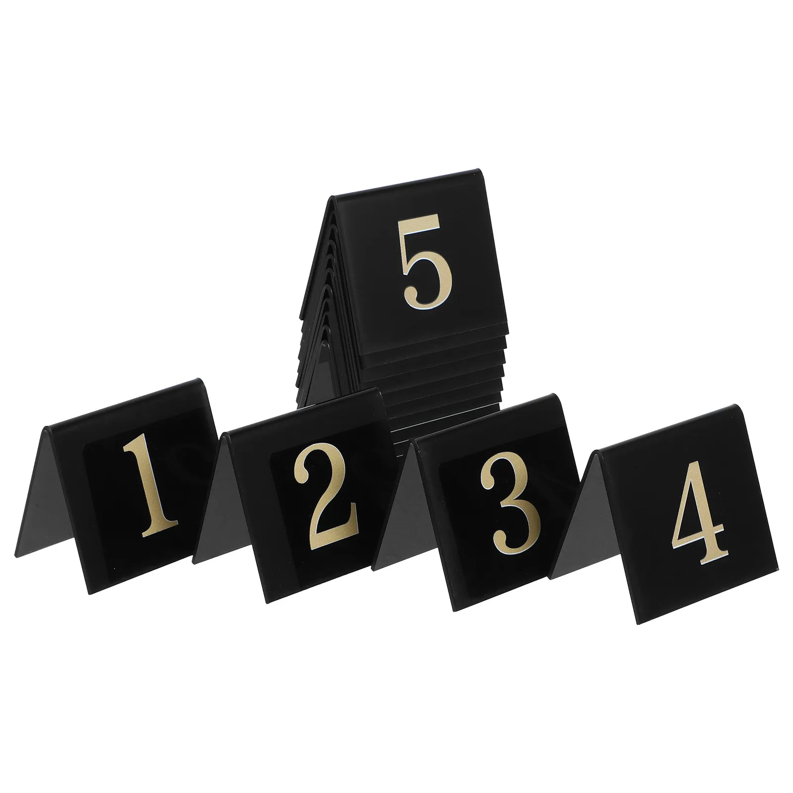 15 marqueurs numérotés en acrylique double face en forme de V, fond noir, pour numéros de table de restaurant, multifonctionnels, pour jeux de société et événements