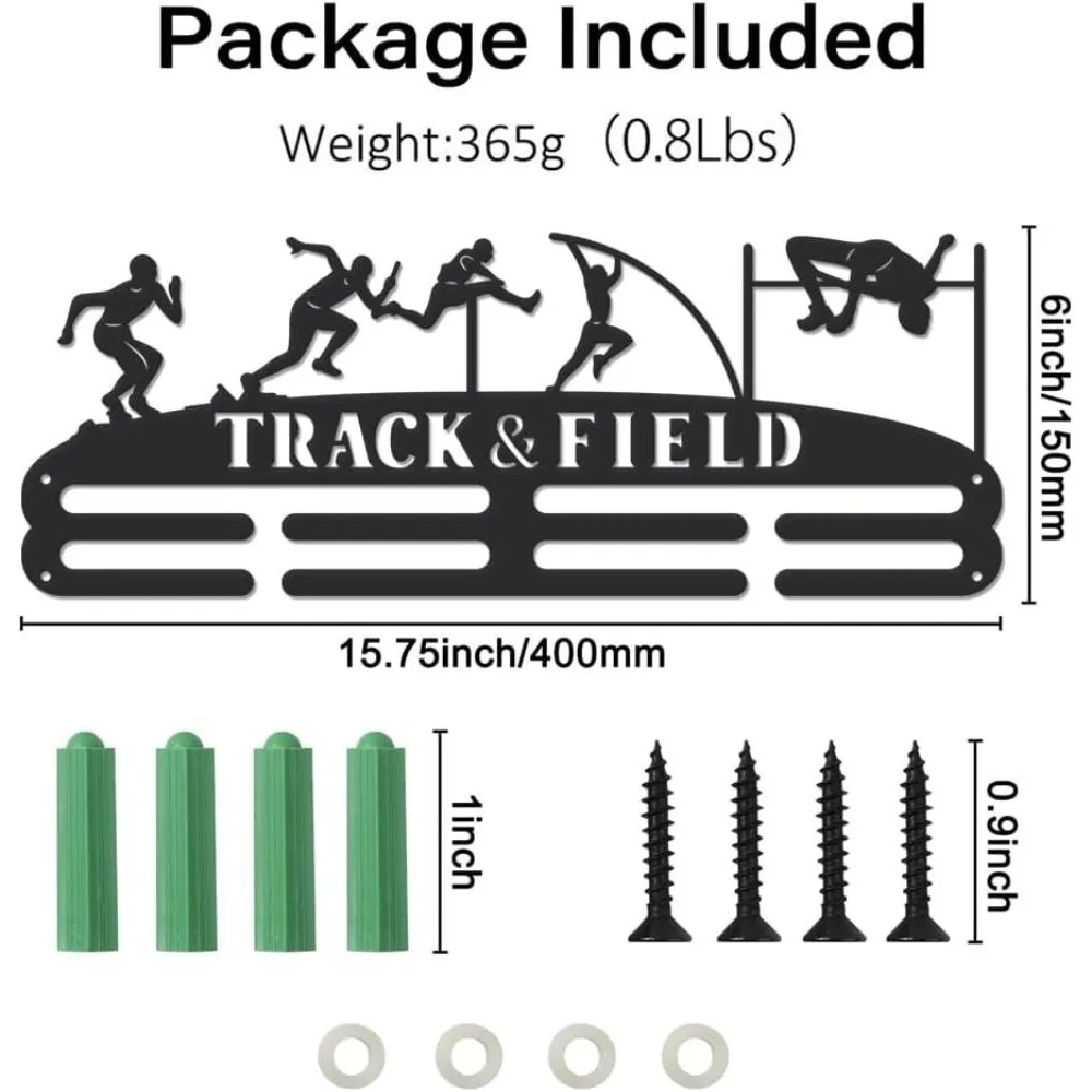 Track and Field Medal Hanger Holder Display Never Give Up Sports Medals Display Rack Hook for 40+ Medals