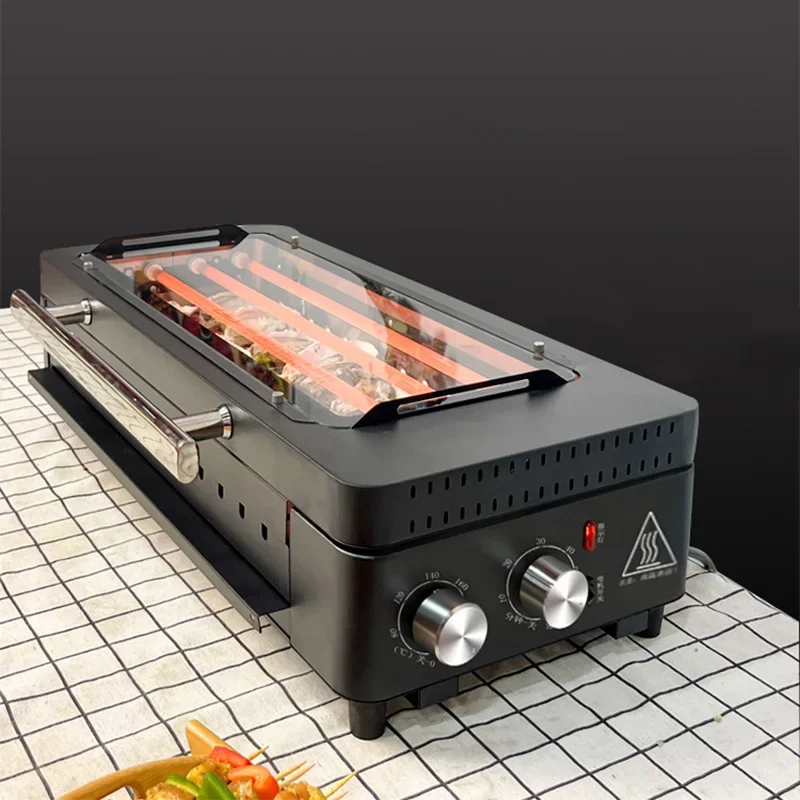 Electric Automatic Rotating Barbecue Rack, SK-P1401 Barbecue Grill with Dual Temperature Control, Smokeless Skewer Grill