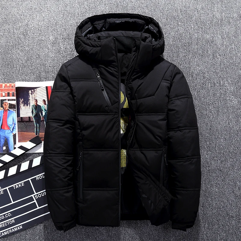 Men Down Jacket Male White Duck Down Jacket Hooded Outdoor Thick Warm Padded Snow Coat -20 Degree Winter Parkas Oversized M-5XL