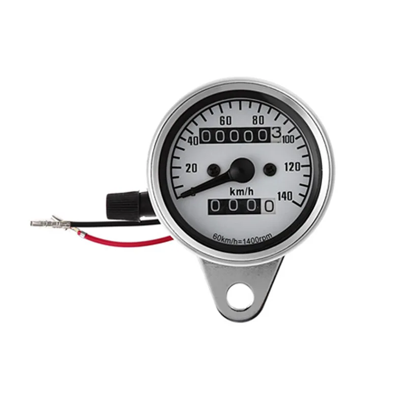 Motorcycle Speedometer Dual Odometer 65mm Stainless Universal Retro Motorcycle Retrofit Dual Mileage Code Meter 140kmh