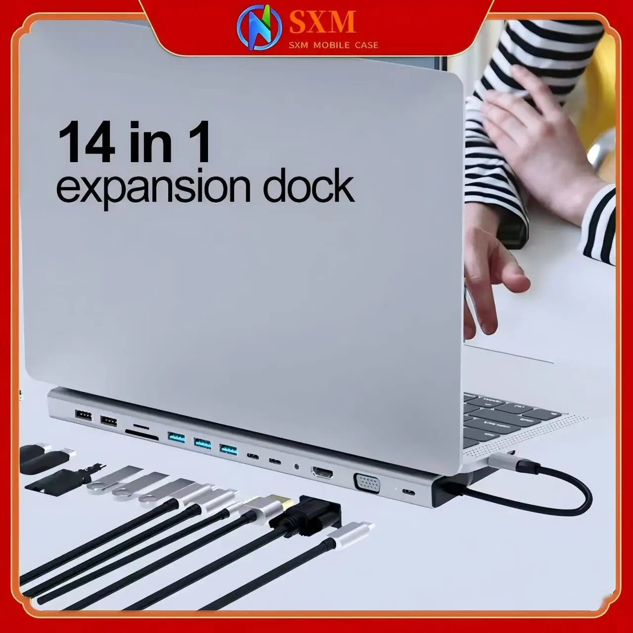 

14-in-1 Docking Station Multi-function Hub Card Reader Type-C Gigabit Ethernet Port USB Multi-port HUB