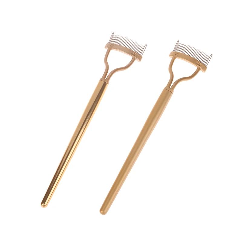 Gouden Wimper Separator Metalen Tanden Rechte Wimperkruller Makeup Roestvrij Wimperborstel Kam Mascara Krul Make-Up Tool