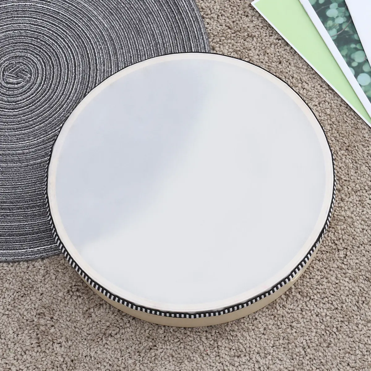 

Натуральный деревянный тамбурин большого размера, развивающий музыкальный инструмент Орфа для раннего обучения, ручной перкуссионный инструмент для детских праздников и игр