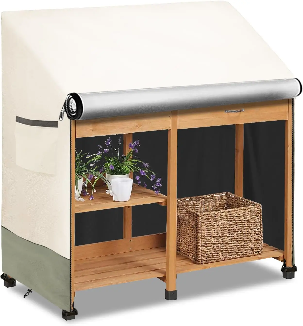 

Чехол для садовой верстаки-стола с раздельной молнией, сверхпрочный, водонепроницаемый, с защитой от УФ-излучения, всепогодный.