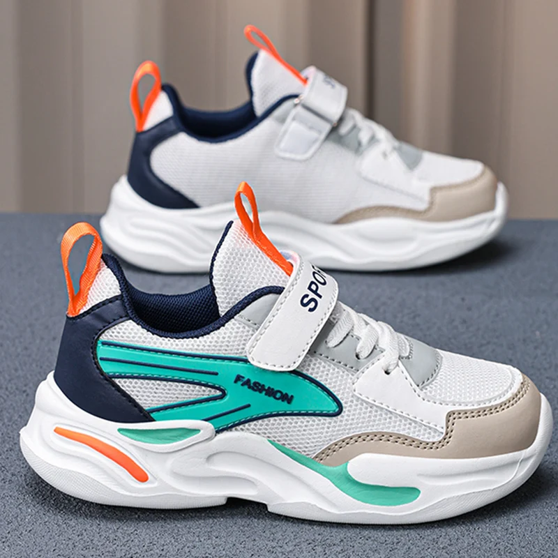 

Детские кроссовки, дышащая модная легкая повседневная обувь, новинка 2024, нескользящие спортивные сетчатые кроссовки на плоской подошве для детей