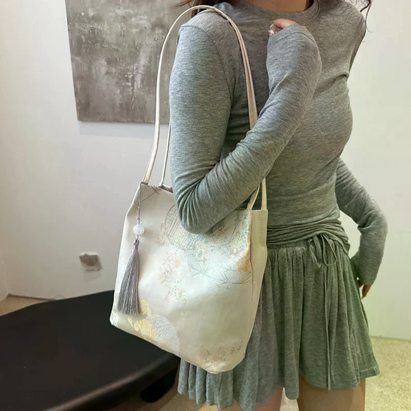 

Women's Shoulder Bags New Chinese Style Temperament Elegant Advanced Retro Tote Bag Fashion Large Capacity All-match Handbags