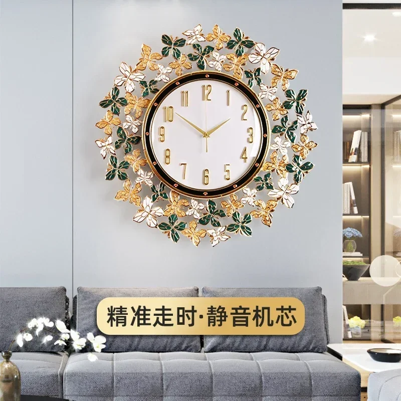 Enamel Butterfly Clock Wall Clock Living Room Home Fashion European Style Light Luxury Creative Art Wall Decoration Quartz Clock