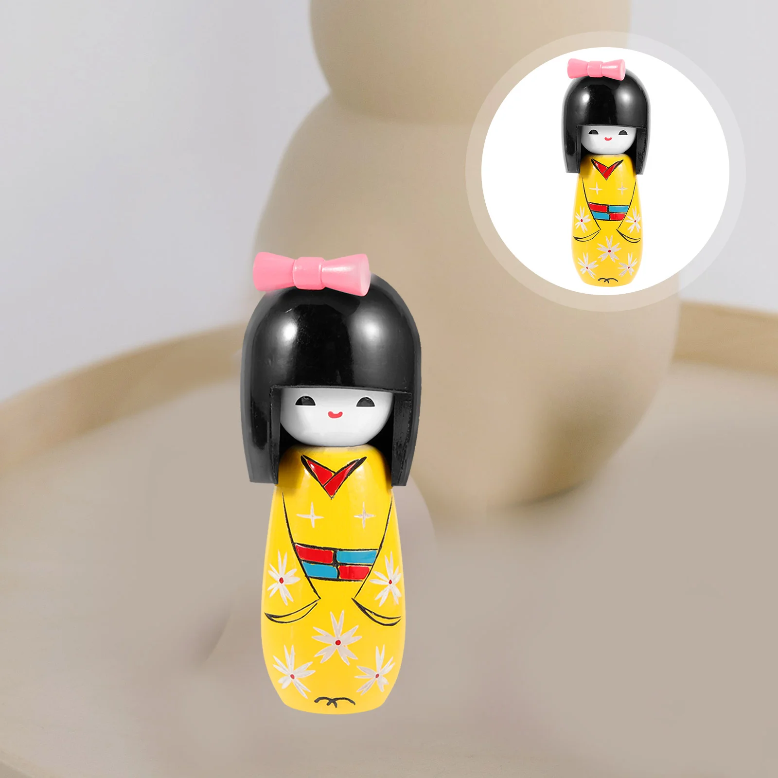 Ornaments Japanese and Wind Sushi Restaurant Decoration Matryoshka Puppet Dolls Wooden Kimonos Centerpieces