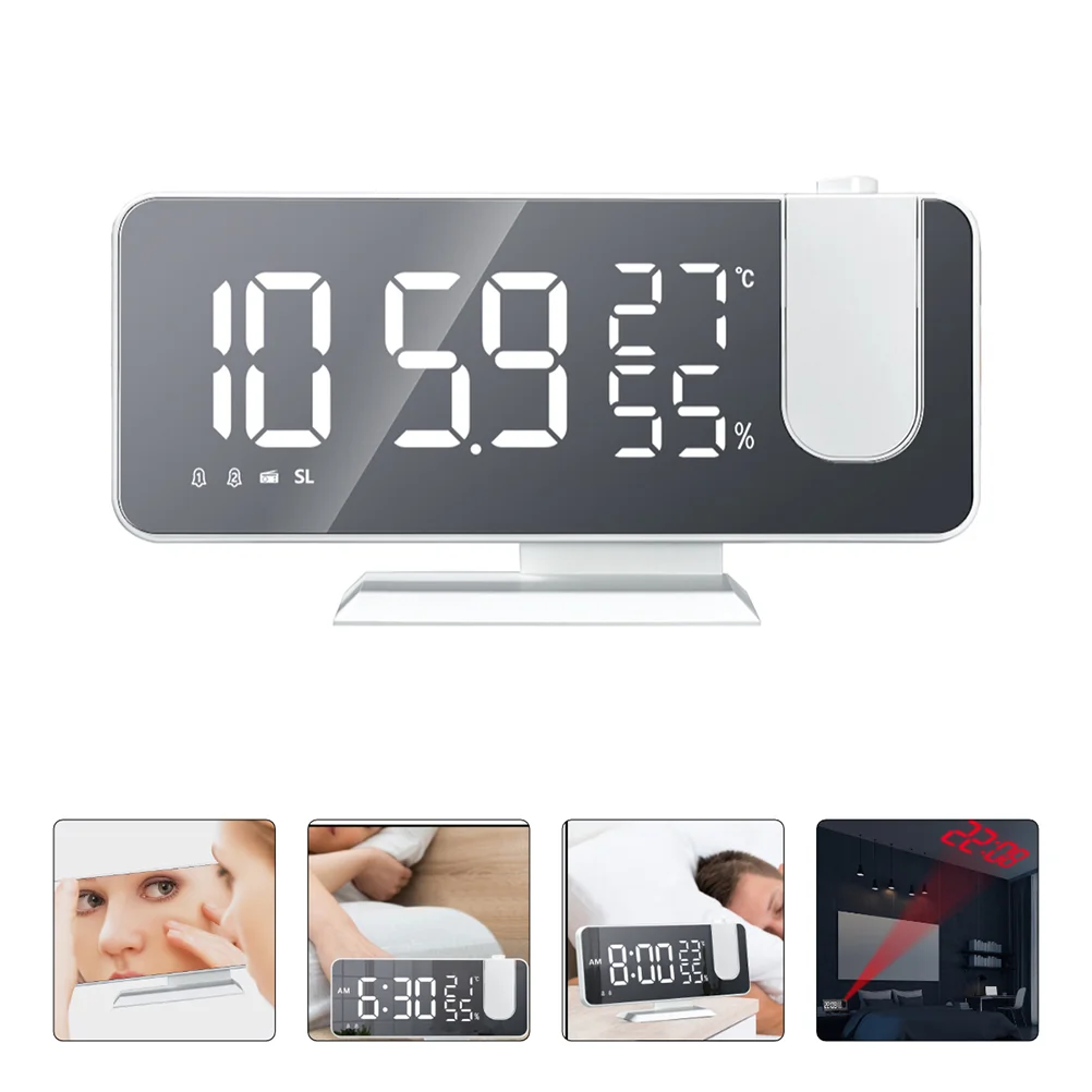 

LED Projection Alarm Clock Projector Wall Weather Table Radio Plastic Monitor Travel