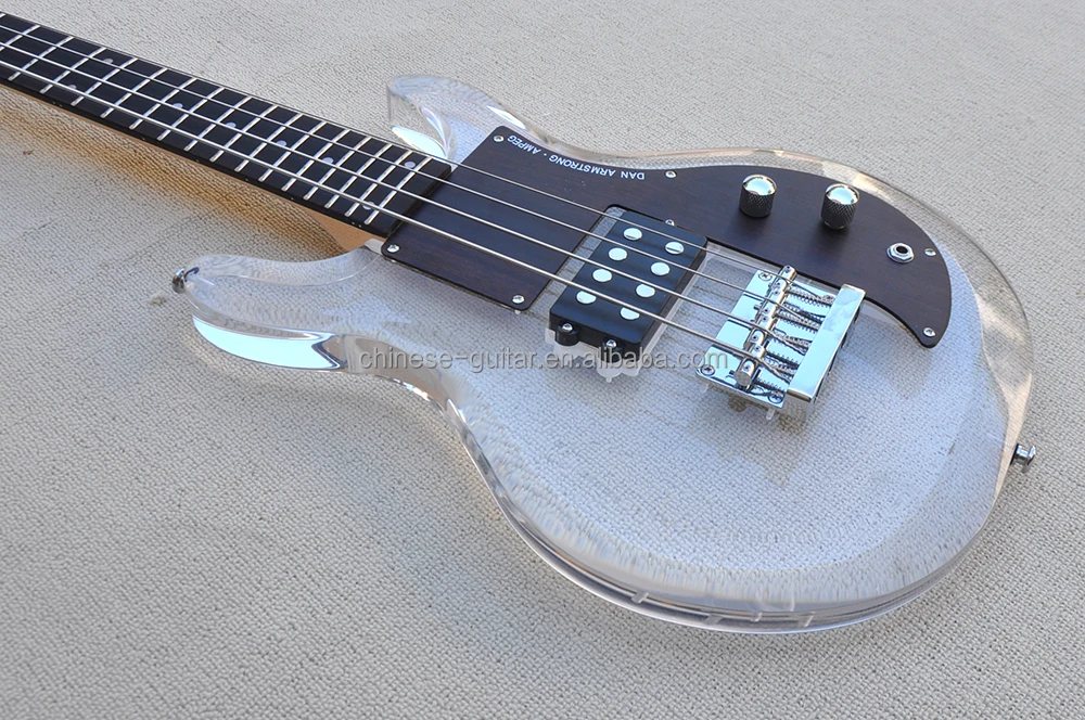 Flyoung High Quality Acrylic Electric Guitar 4 Strings Acrylic Bass Rosewood Pickguard Bass