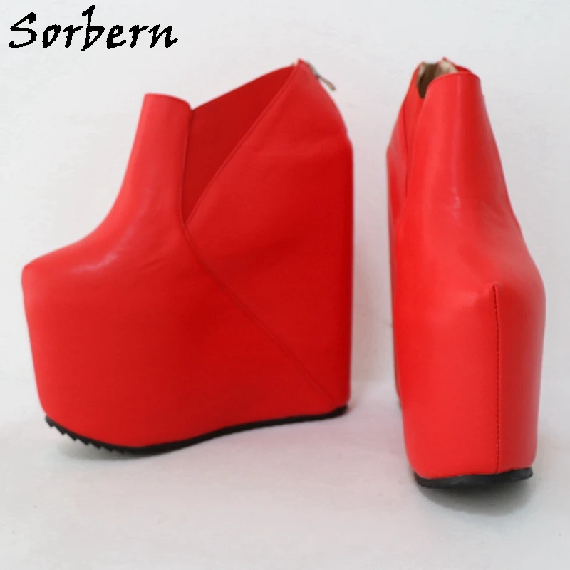 Sorbern الأسود منصة أسافين أحذية النساء الكاحل عالية السيدات الجوارب أحذية منصة المرأة الكعوب المدرج أحذية للنساء 2020 #4