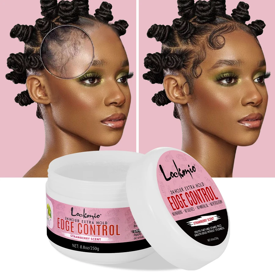 LOCKMIO 8.8oz Edge Control Gel Styling Hair Clay Taming Frizzy Long-lasting Wax Cream Women No-greasy Non-shedding Edges Pomade