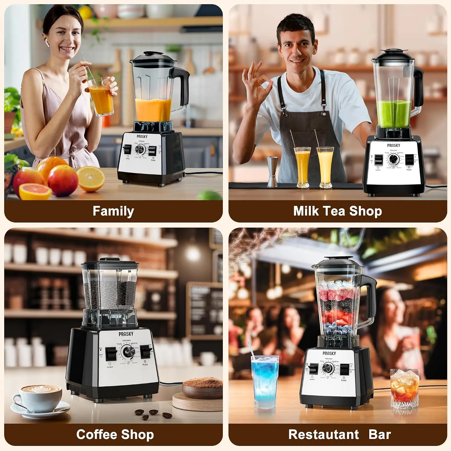 ^For Blenders for Kitchen, Smoothie Blender, 2400W/1000W Blender & Grinder Combo, 25,000 RPM High Speed, 68oz BPA-Free Food