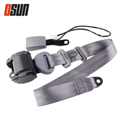 1 PCS Grey Three-point Cable Retractable Car Auto Seat Belts Lap Belt Emergency Lock Safety Seat Belt Strap With Alarm Sensor