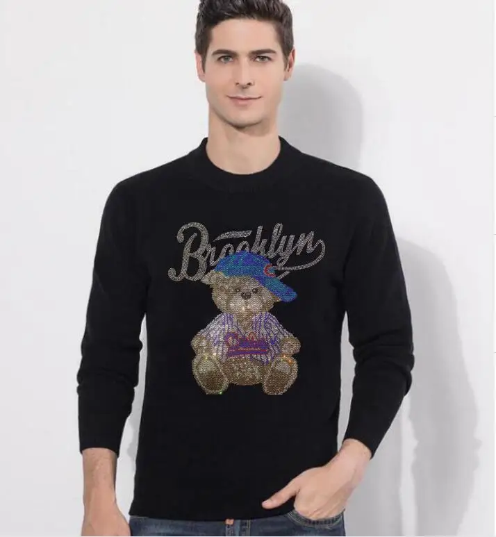 Lässige Modedesigner Strass Pullover Pullover Streetwear Herrenbekleidung