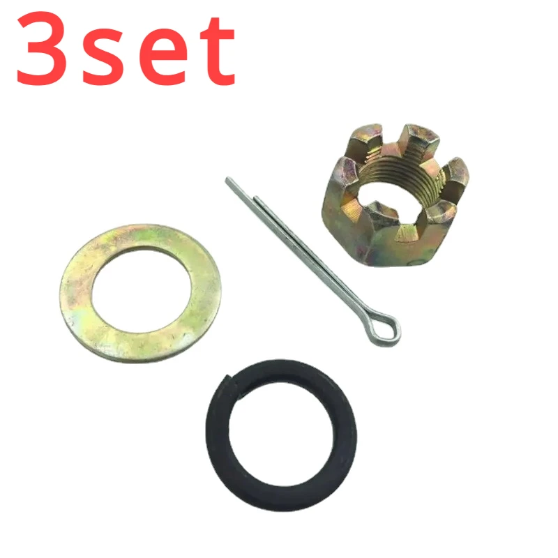 3set For Electric Tricycle  Half Shaft Nut Rear Axle Screw  Flat Washer Spring Washer Cotter Pin Beach Bike Usage