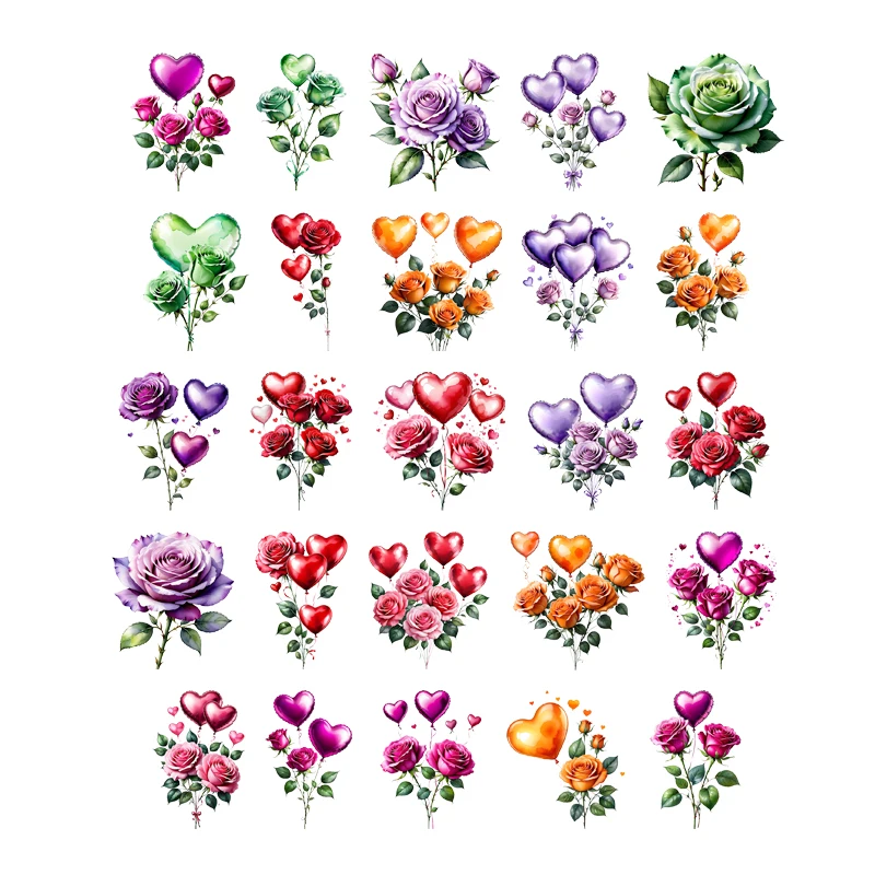 

Colorful Flower rose petals Patches for Clothes Vynil Heat Transfer Thermal Stickers DIY Kids Tshirt Iron on for Women Appliqued