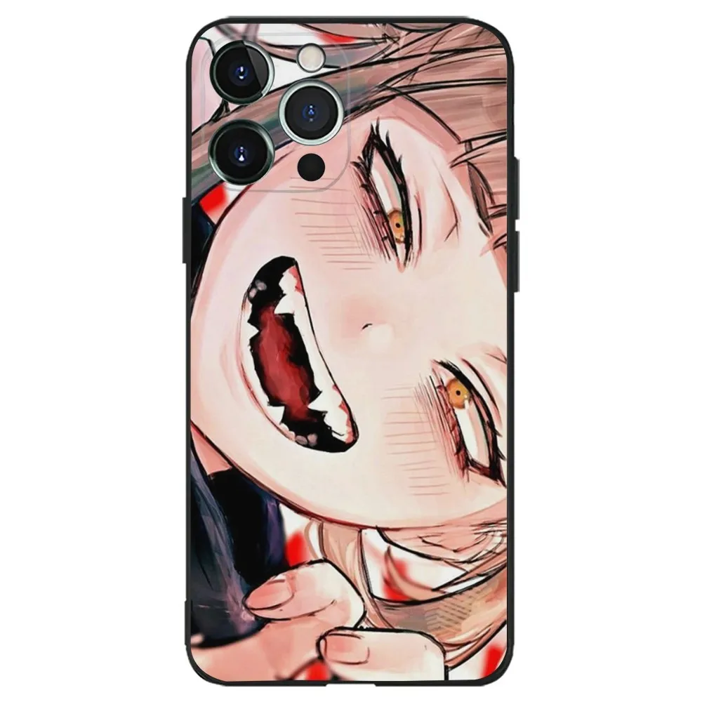 Himiko Toga Waifu Anime Phone Case For iPhone 16,15,14,13,12,11,Plus,Pro Max,XS,X,XR,SE,Mini,8,7 Soft Silicone Black Cover