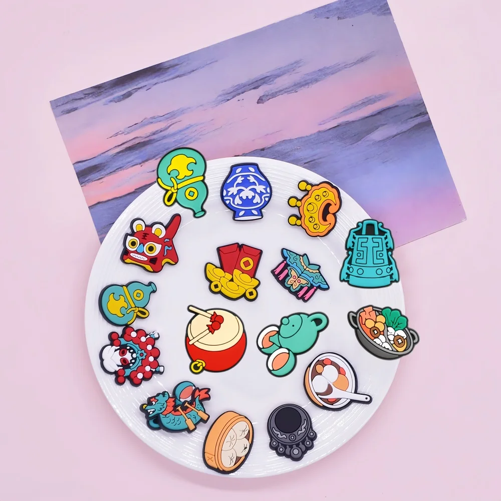 18Pcs Food Shoe Charms For Sandals Bracelets,China Holiday Decoration Accessories Kawaii Shoe  Charms for Party Favor