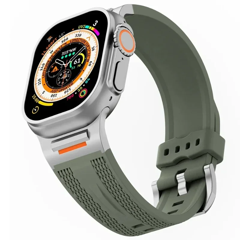 Silicone Strap for Apple watch 10 band 46mm 42mm ultra 2 49mm 45-44-41mm Sport bracelet metal connector iwatch Series 9 8 7 6 5