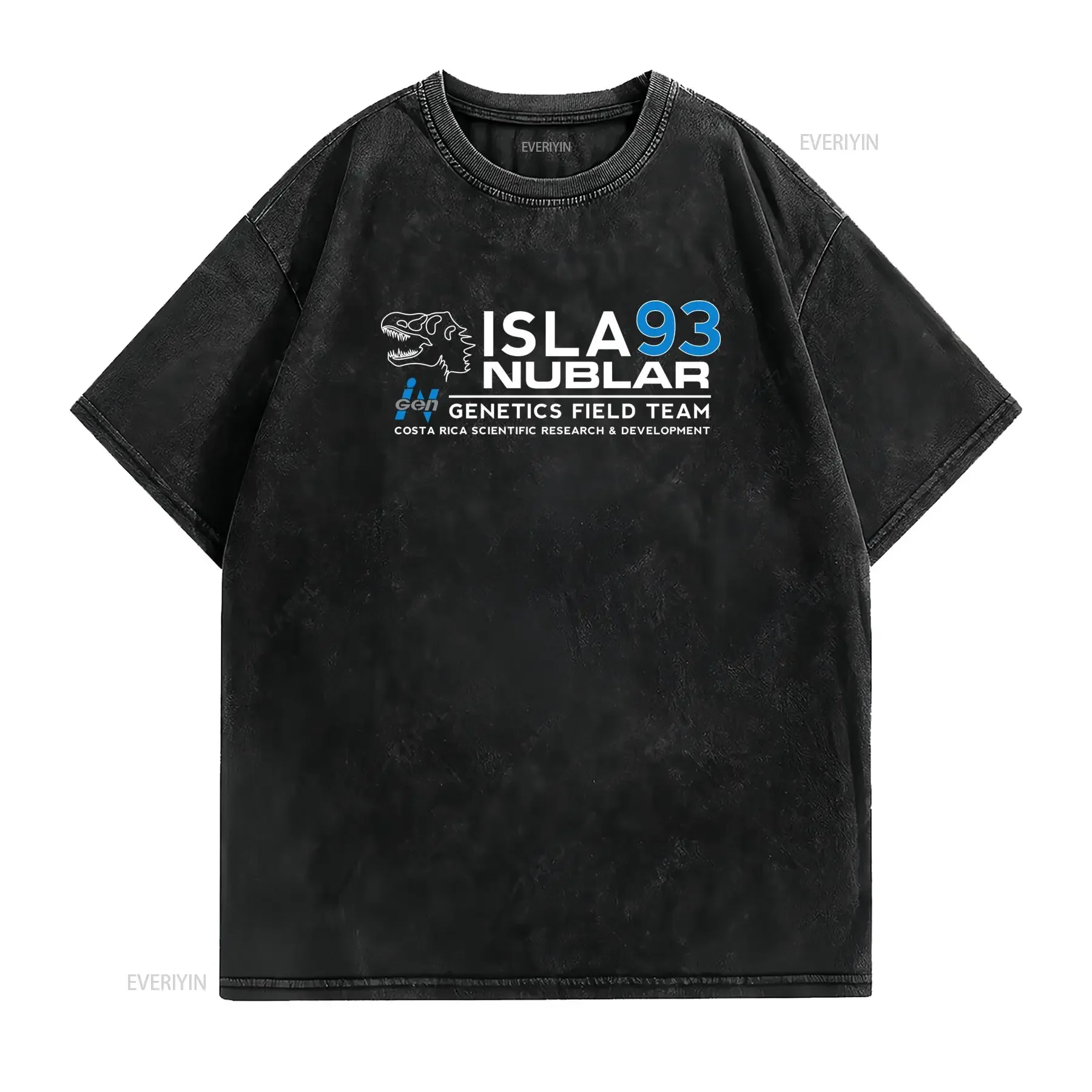 Mens Isla Nublar Jurassic Research Team T Shirt Movie Logo World Igen Retro Top for Casual Attire Slightly Streetwear vintage