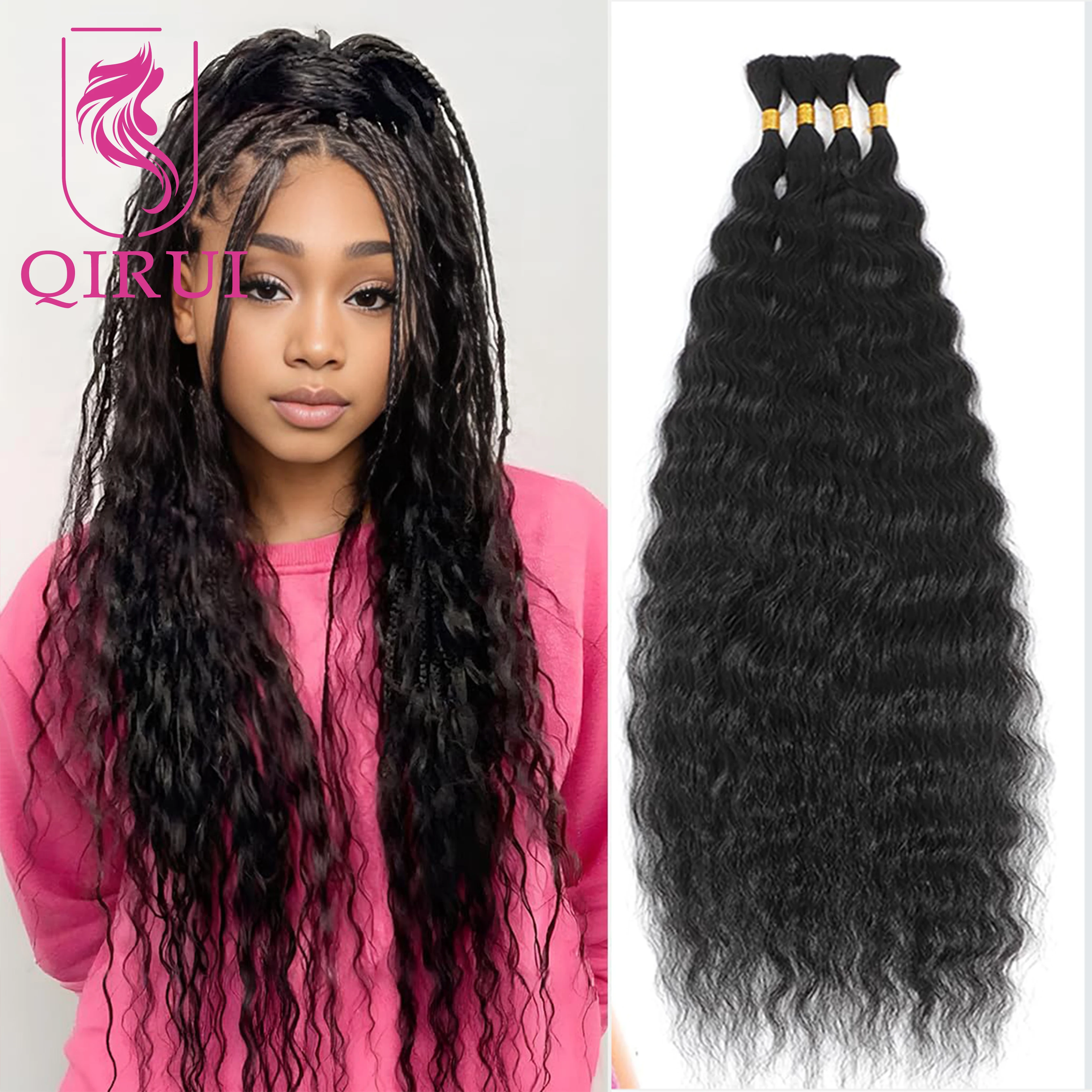 

Массовые человеческие волосы для плетения влажных и волнистых объемных волнистых человеческих волос для косичек в стиле бохо без пучков утка оптом