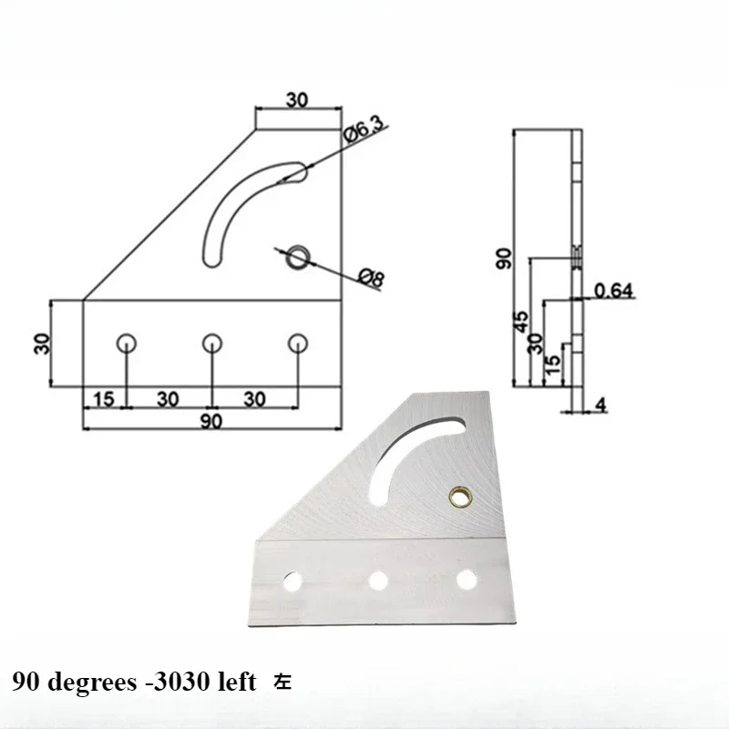 Aluminum Profile Angle Fixing Piece, Steering Connecting Plate, 90 Degree, 180 Degree, 3030, 4040