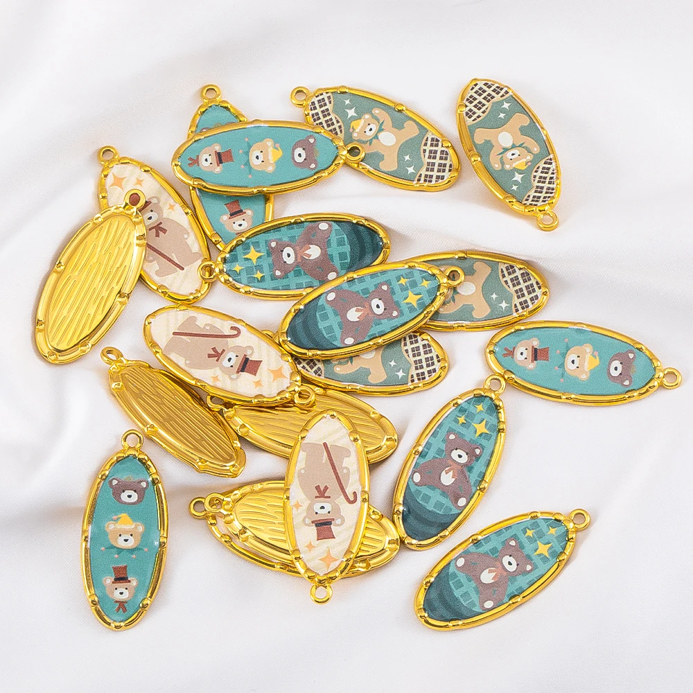 

2pcs Stainless Steel Colorful Enamel Little Bear Pendants Charms for DIY Jewelry Making Necklace Bracelet Accessories Wholesale