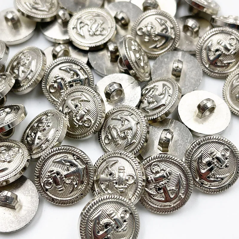 20PCS/pack 13/15/20MM Silver Anchor Buttons Plastic Sewing Accessory Shank Button Garment Clothing PH361