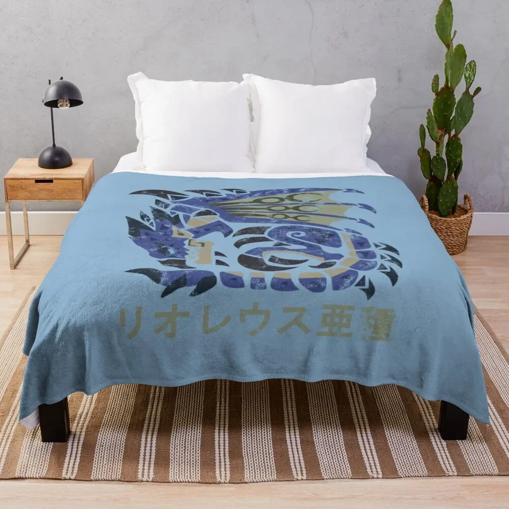 

Monster Hunter World Azure Rathalos Kanji Icon Throw Blanket Modern Design Soft Blanket for Home Decor