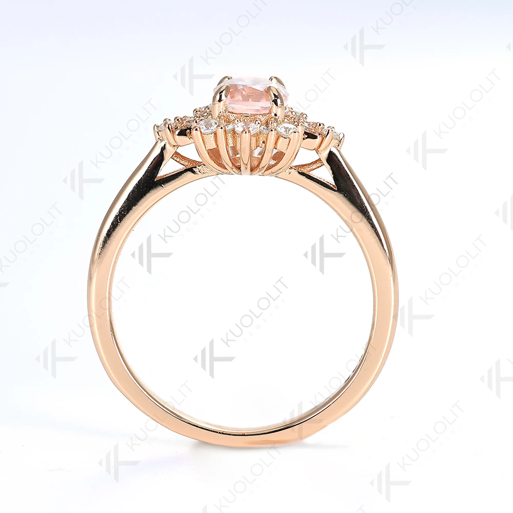 Kuololit 1CT Morganite Rings for Women 925 Sterling Silver Rose Gold  Oval cut Gemstone for Wedding Engagement Christmas Gifts