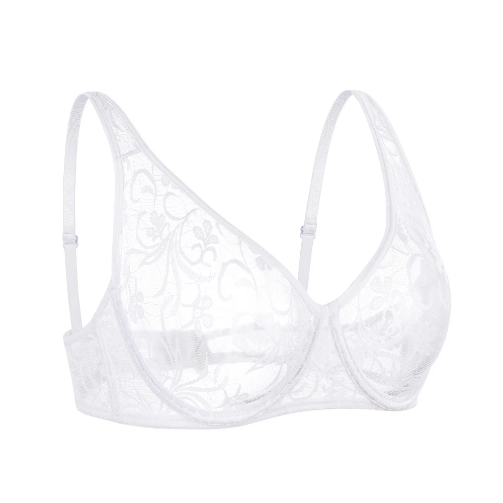 Bras For Womens Lace See Through Plus Size Underwear Transparent Hollow Adjustable Sexy Lingerie BH Top Brassiere A B C D DD Cup