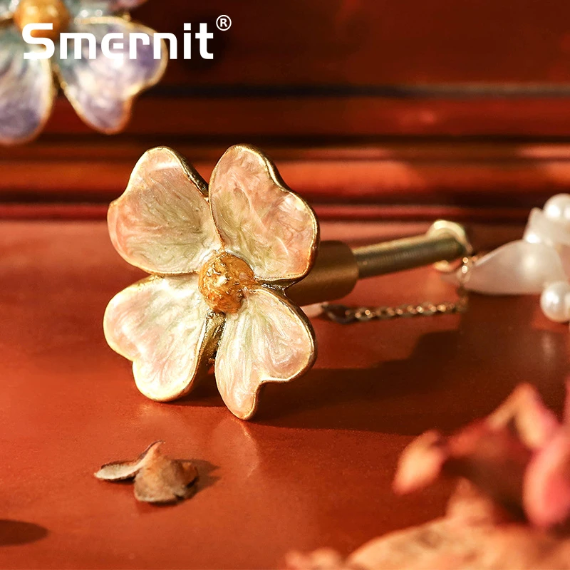 Lucky Flower Door Handles French Vintage Furniture Decor Handle Cupbaord Wardrobe Closet Pulls