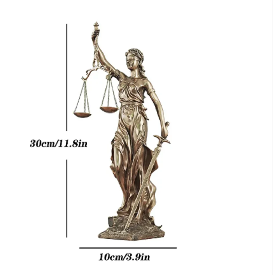 

ERMAKOVA European Antique Bronze Greek Justice Goddess Statue Fair Angels Resin Sculpture Ornaments Desktop Home Decoration Gift