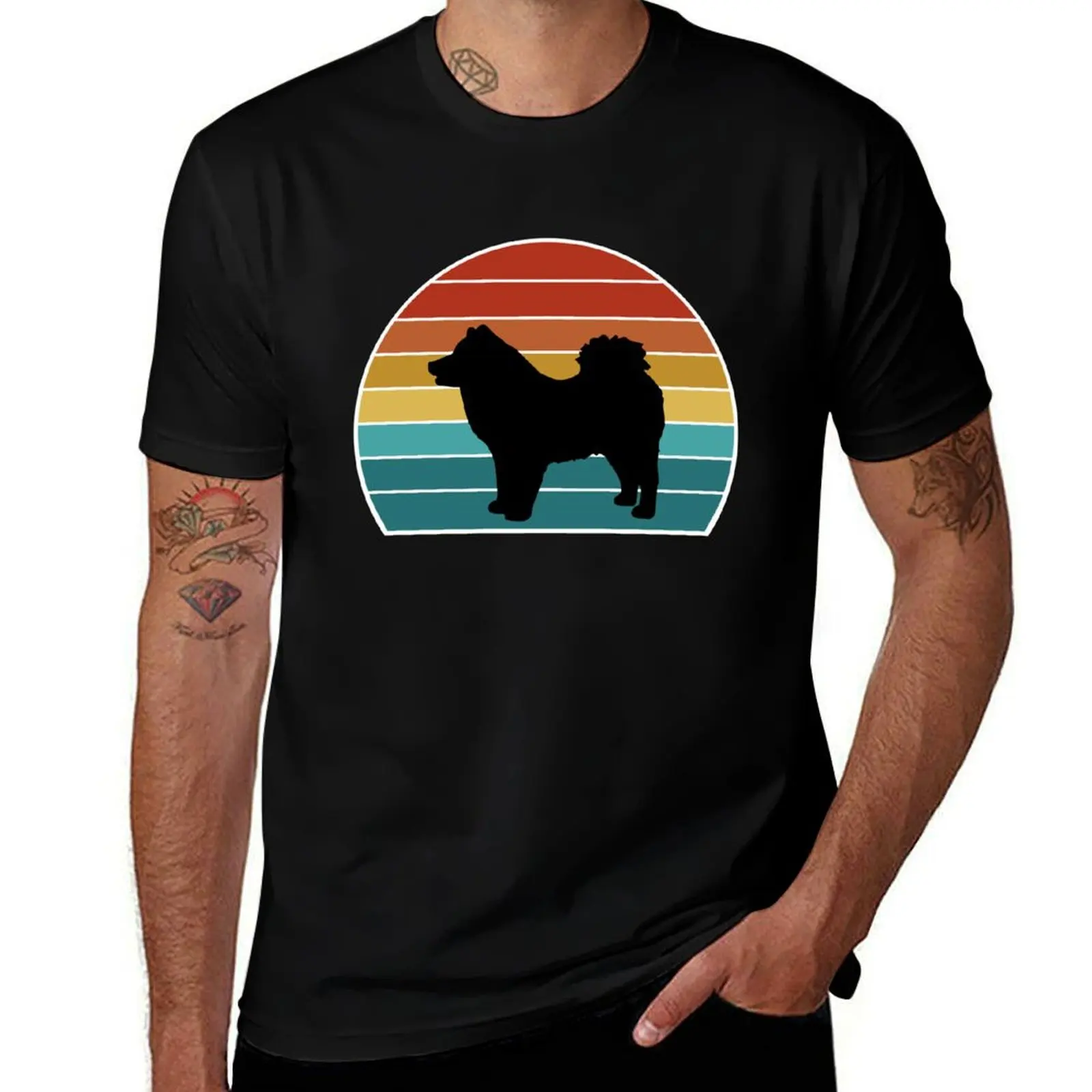 

Eurasier Dog Silhouette Vintage Sunset for Dog Lovers T-Shirt man t shirt graphic men t shirt cotton 100% T-shirt