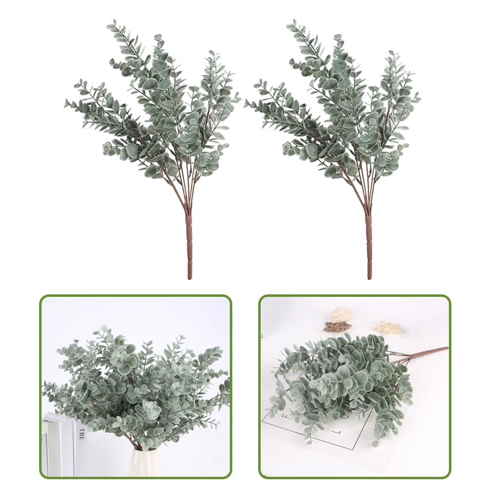 

2Pcs Artificial Eucalyptus Stems Realistic Plastic Faux Leaves Flower Arrangement Supplies Wedding Home Party Decoration Bouquet