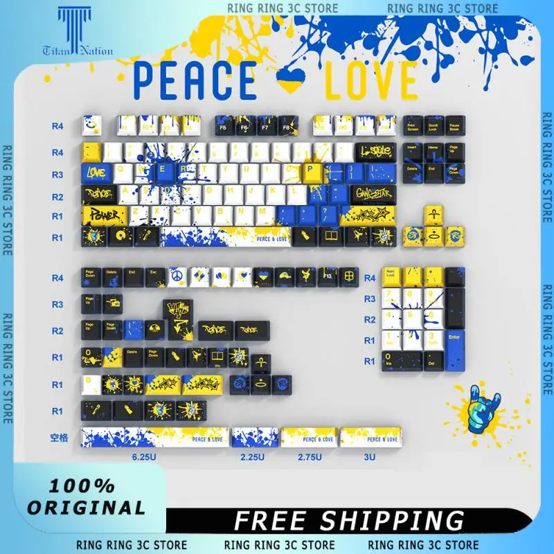 

Titan Nation PEACE&LOVE Theme Keycaps PBT Thermal Sublimation Original Factory High Street Graffiti Style Custom PC Accessories