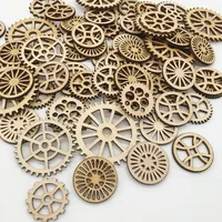 50 Pcs Unfinished Gear Wooden Mixed Shaped for DIY Living Room Bedroom Table Wall Decor Bar Shop Hanging Decoration 2