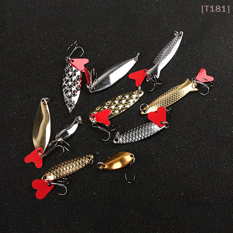  [E] 5PCS/Set Metal Jig Spoon Spinner Fishing Lure Wobbler Bait Set With Fishing Tackle Box Kit For Fishing Lure Bait Set 